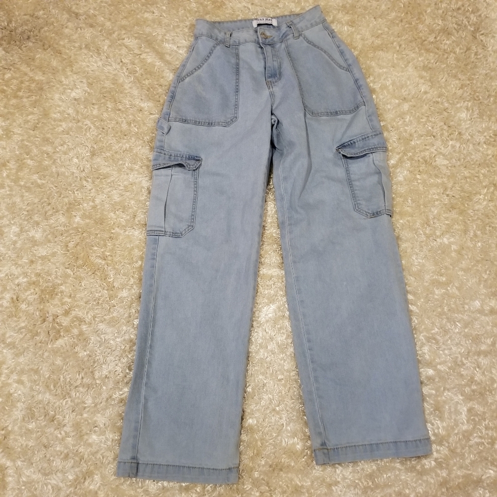 Wax Jeans Carpenter Cargo Jeans Street Stretch Sz 3 (26×29) Wide LegP